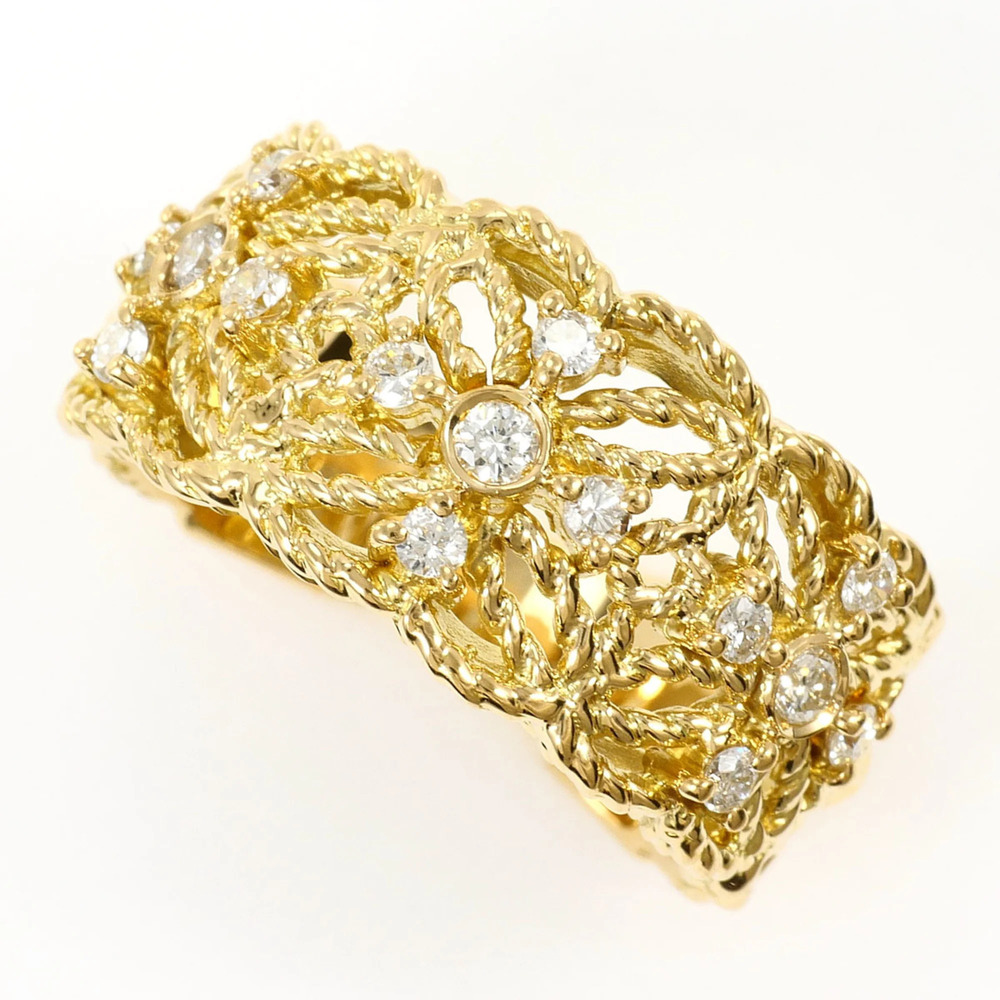 18K (18-karat) Yellow Gold Ring with 0.31ct Diamond, Total Weight 5.9g, Jewelry